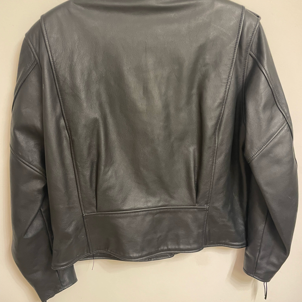 Harley Davidson Black Leather Jacket Large Vintage Full Zip - Picture 2 of 12